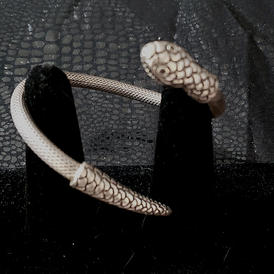 Vintage Stainless Steel Snake Cuff Bracelet